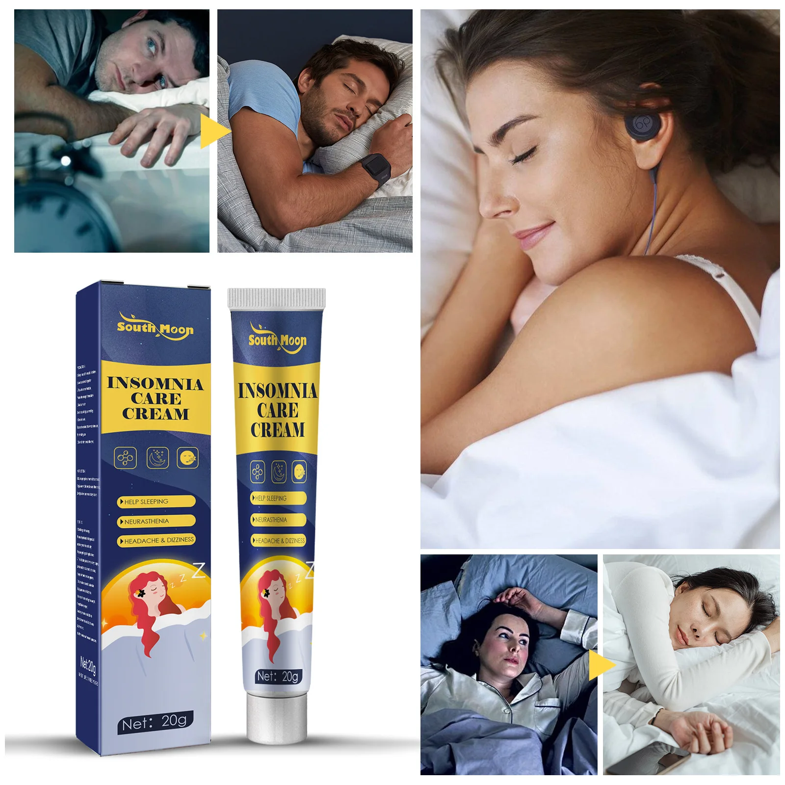 Insomnia Care Cream Improve Sleep Quality Soothing Mood Aromatic Ointment Relieve Stress Anti Anxiety Lavender Sleepless Cream