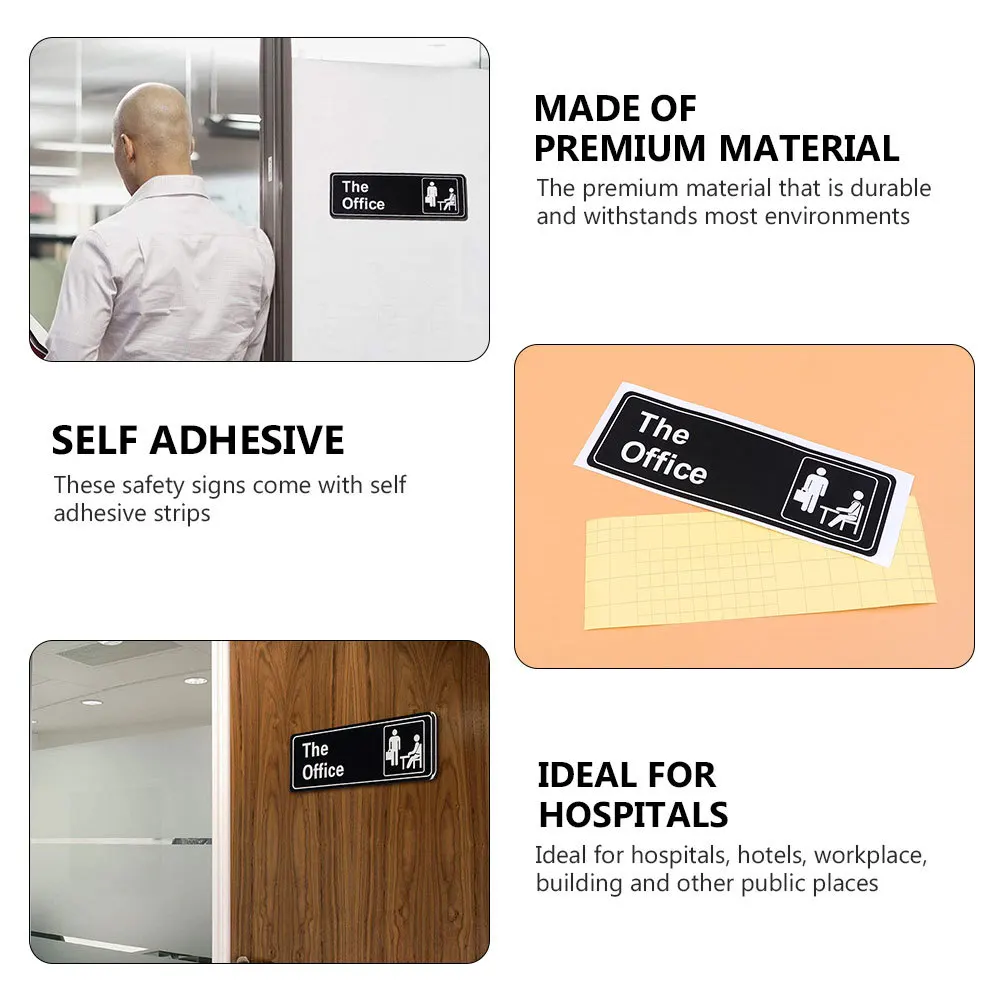 

10pcs Office Door Sign Stickers Pvc Self-Adhesive Decorative Door Decals For Workplace Hospital Hotel Indoor Use