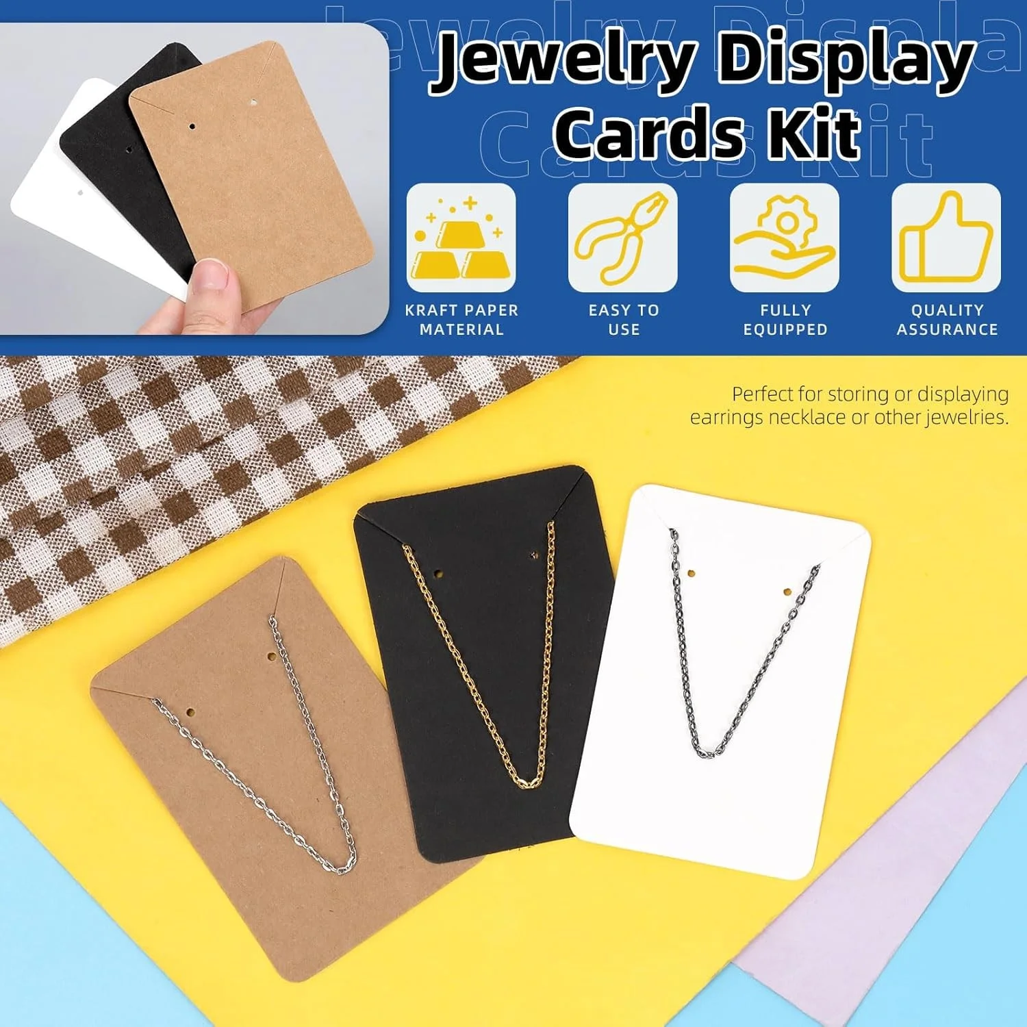 

50/100pcs Earring Necklace Ear Stud Cards,Kraft Paper Jewelry Storage Hang Tag for Jewelry Props Display/Packaging/Photography