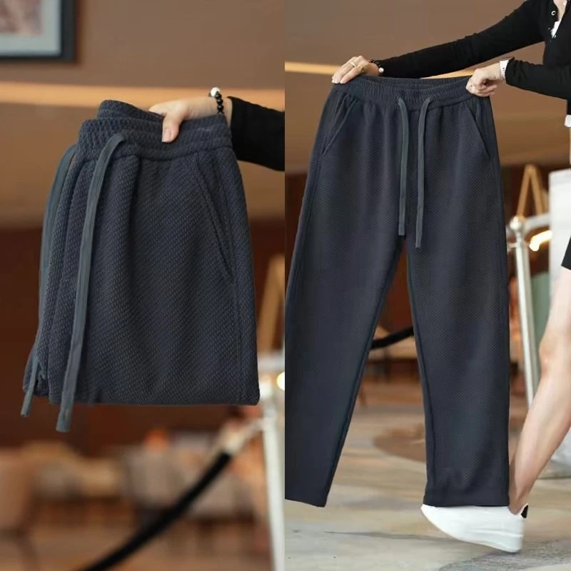 

Новые осенние мужские повседневные брюки: эластичные, трикотажные, стройнящие, модные, прямые, с защитой от царапин, износостойкие, широкие штанины