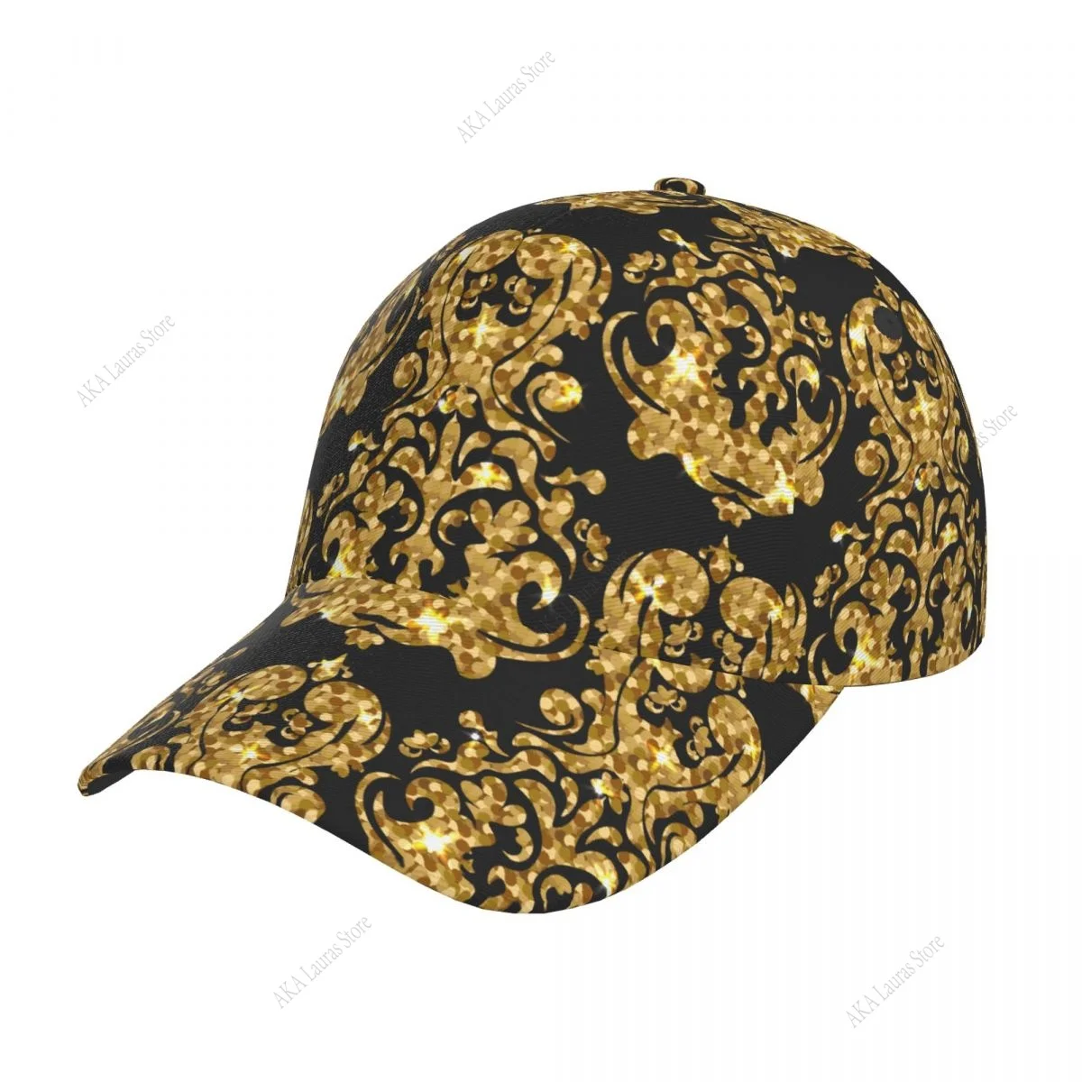 

Golden Luxury Floral Baroque Women and Men DIY Print Text Design Cap Summer Sun Hat Unisex Wholesale