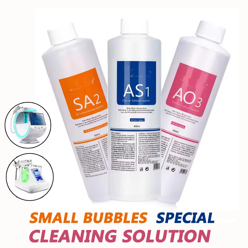 3PCS Small Bubble Deep Cleaning Solution Set Bottled Facial Essence AS1 SA2 AO3 Water‑Based Facial Mask Suitable For Beauty Salo