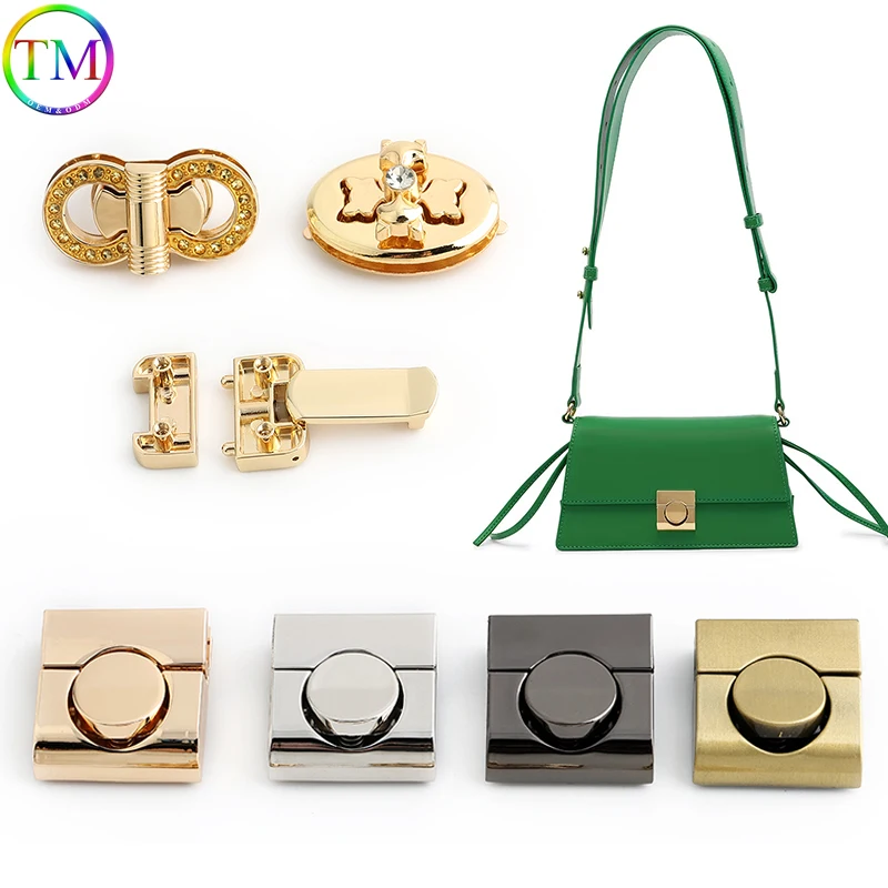 5/10/20Sets Butterfly/Square Shape Metal Clasp Turn Lock Twist Locks For Leather Craft Catch Handbag Purse Shoulder Accessories