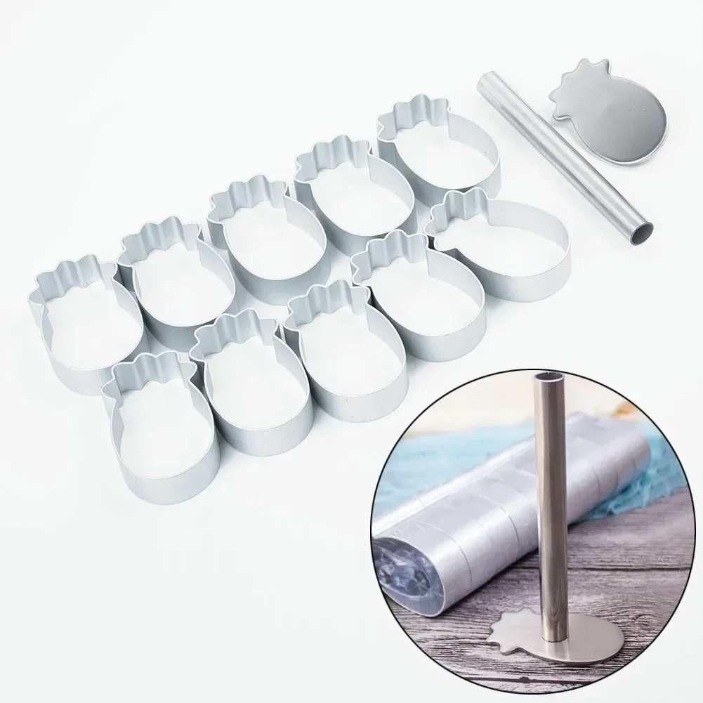 10pcs Pineapple Shape Cake Pie Biscuit Cutter Bread Mold with 1 Pressing Mould for Cutting Cookie Dough Cake Cutters