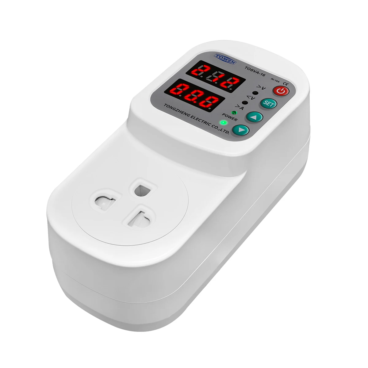 TOMZN TOSVA-16 Thailand Socket Type O 220V AC 1-16A 50Hz Three-pin Plug With PE OVP UVP OCP V-I Display