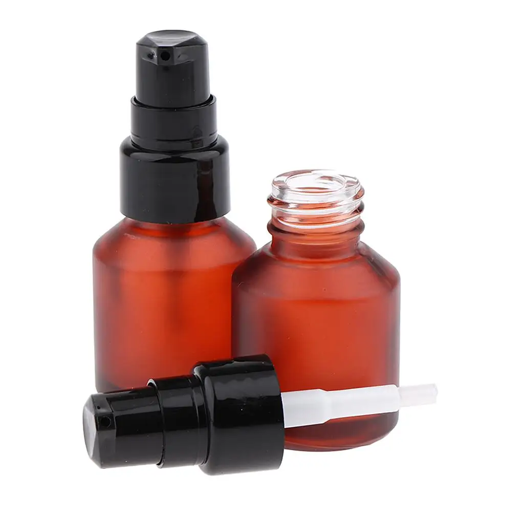 Refillable Pump Bottle Frosted Glass Empty Lotion Container Cosmetic Spray Bottle for Makeup and Oils