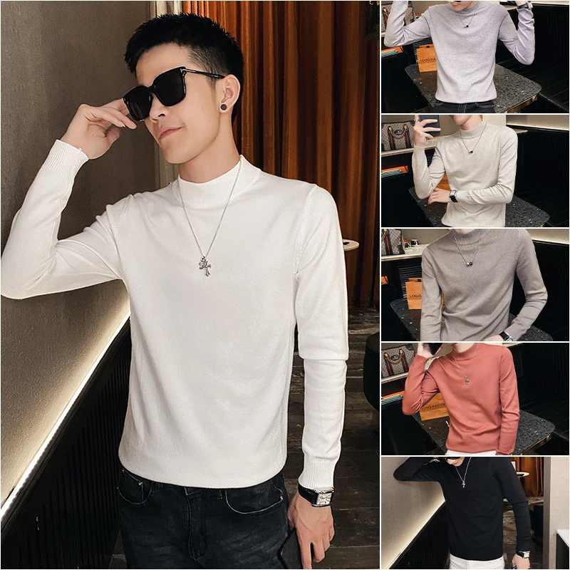 

Youth XS Small Size High Collar Knitted Sweater Men's Slim Fit 55 Tall ort Stature Youth Knitwear Winter Season Long Sve