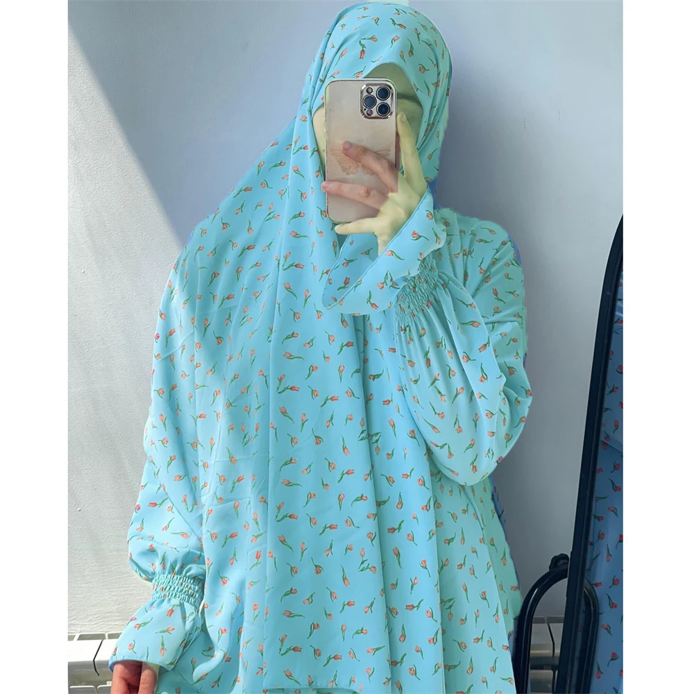 

Prayer Dress Women Ramadan Islamic Clothing Formal Print Muslim Garment Hooded Dubai Turkey Namaz Long Jurken Abaya Hijab Gown