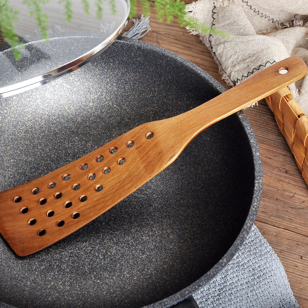 24 Hole Frying Spatula Kitchen Handmade Wooden Cooking Utensil Utensils Non-stick Pancakes Mixing Spoon Household