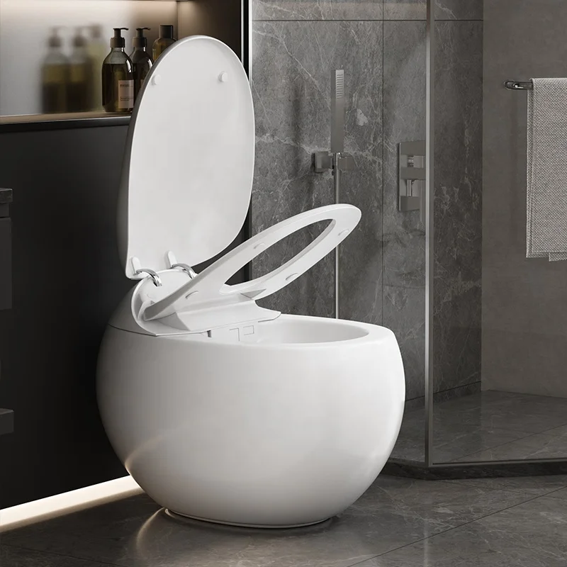 

European Style White Smart Toilet Advanced Intelligent Dual Flush with Egg Design Heated Seat & Remote Control
