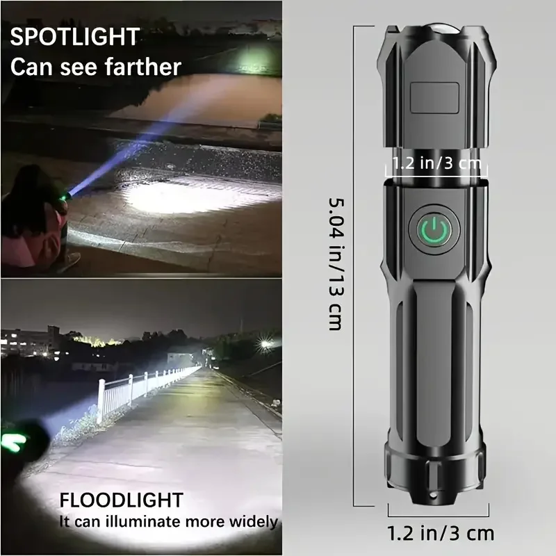 LED Flashlight USB Rechargeable Waterproof Zoom Tactical Lights For Outdoor Fishing Hunting Camping Emergency Lighting