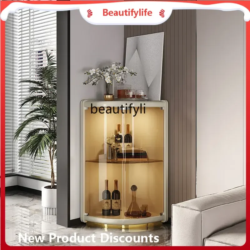 J45 Light Luxury Corner Cabinet Corner Locker Modern Minimalist Living Room Triangle Glass Wine Cabinet