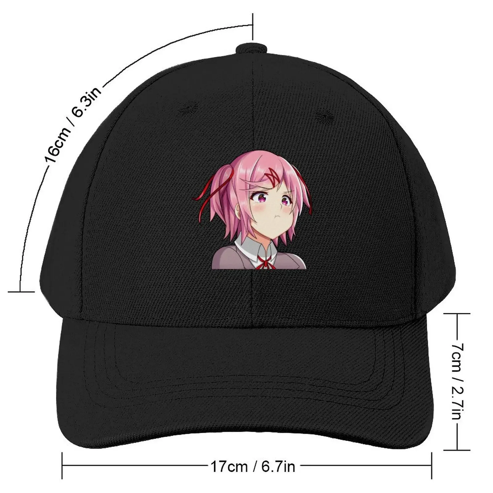 Natsuki Cute Kawaii Anime Girl Pouting Baseball Cap Bobble Hat Hip Hop Visor hard hat Boy Women's