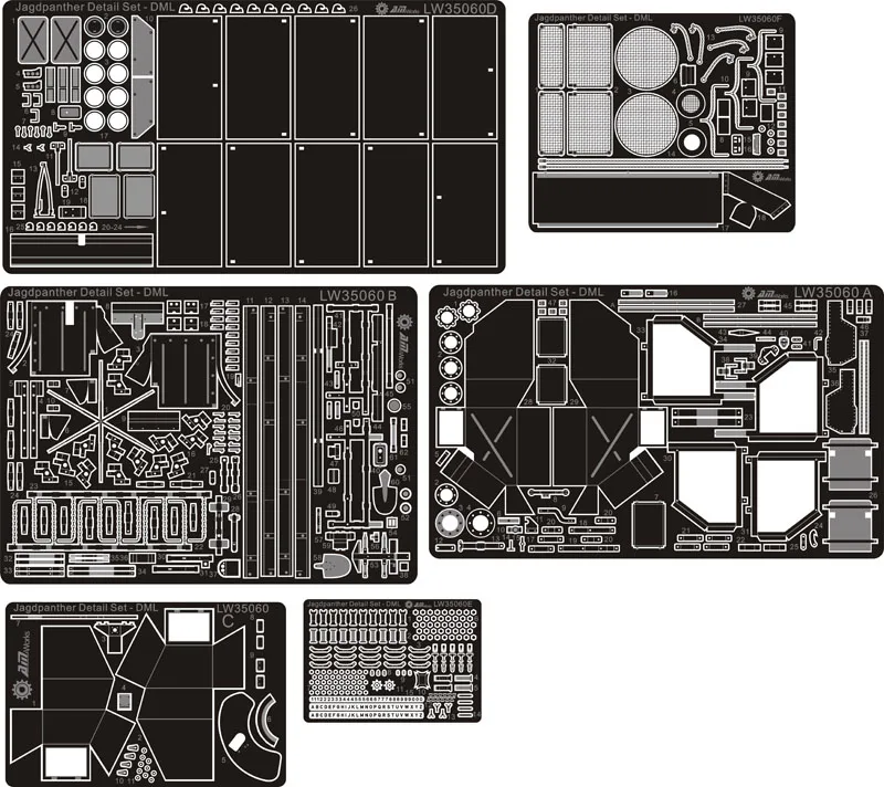 Am-works jagdpantherディテールセットドラゴンスマートキット、lw35060、1:35