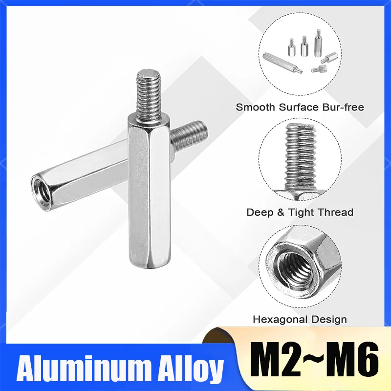 3/5Pcs M2 M2.5 M3 M4 M5 M6 Aluminium Hex Standoff Male To Female Standoff Spacer Screw PCB Support Single Head