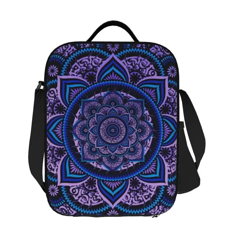 Poetics-Bolsa de almuerzo con aislamiento de Mandala para mujer, bolso enfriador térmico bohemio, bolso de almuerzo para niños, escuela