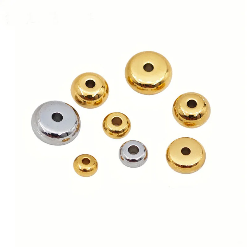 30pcs Stainless Steel 5 6 8 10mm Wheel bead Flat Circle Spacer Beads PVD coating Golden DIY for Bracelet Necklace Making