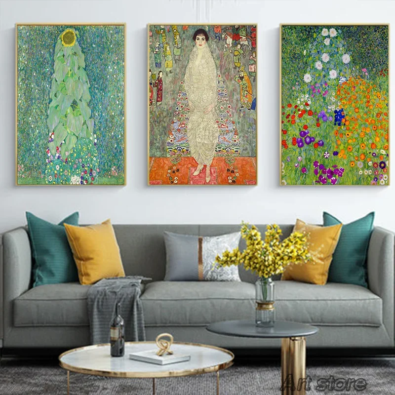 1pc frameless Canvas Painting Classic Gustav Klimt Family Famous Tear Kiss Gold Canvas Painting Posters and Prints Wall Art Pict