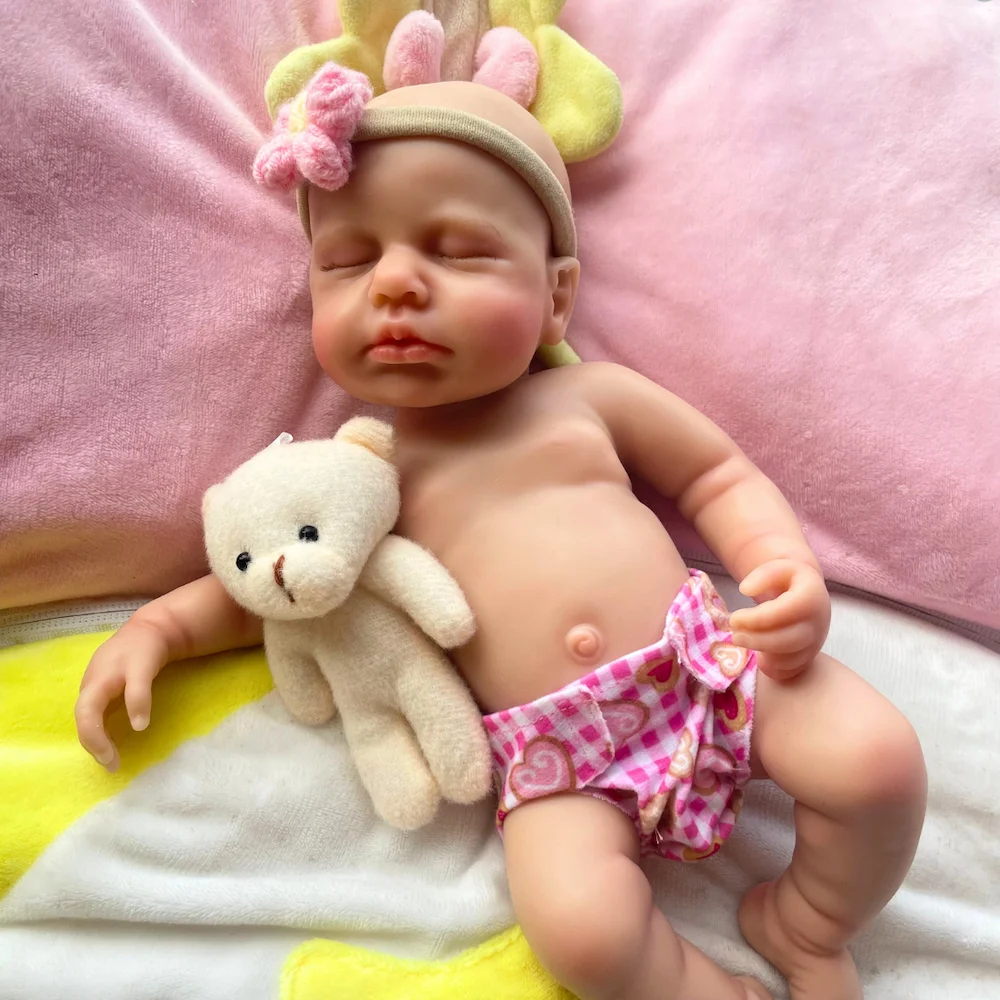 

Мини 13-дюймовая полная силиконовая кукла реборн LouLou, реалистичная мягкая однотонная силиконовая кукла для девочек, моющаяся игрушка в рождественском подарке