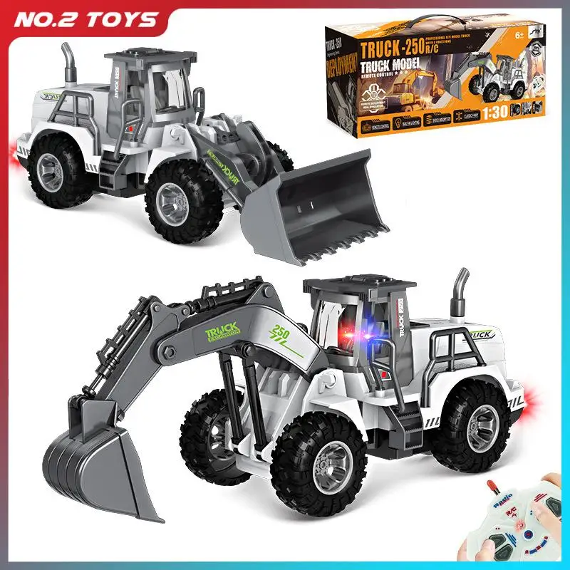 1:30 รีโมทคอนโทรล Bulldozer พร้อมไฟของเล่นเด็ก RC Excavator Road Roller รถบรรทุกของเล่นเด็กจําลองวิศวกรรมยานพาหนะ