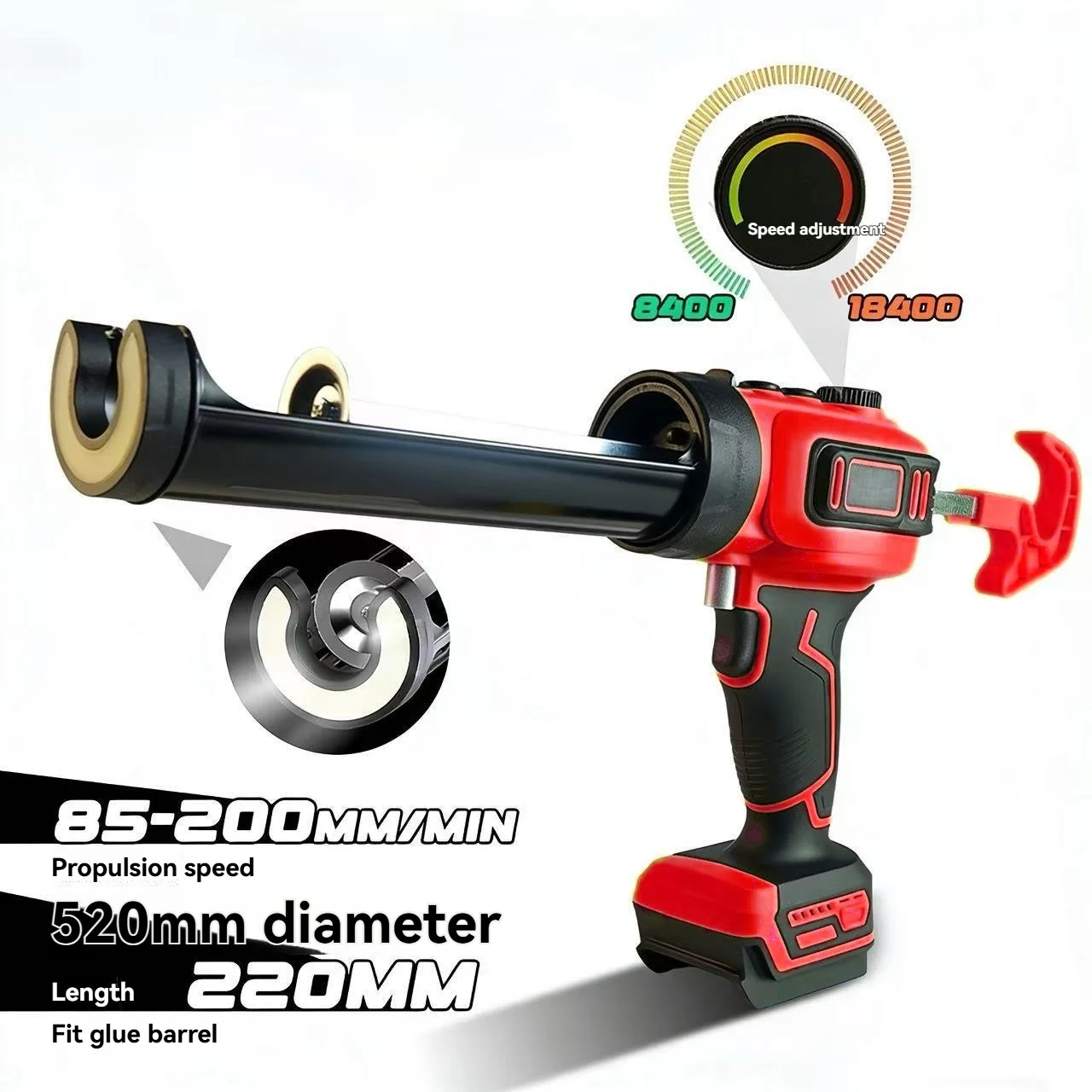 Electric Caulking Gun With LED Light for MILWAUKEE 18V Battery Cordless Silicone Gun Seal Sealant Tool for Filling Sealing
