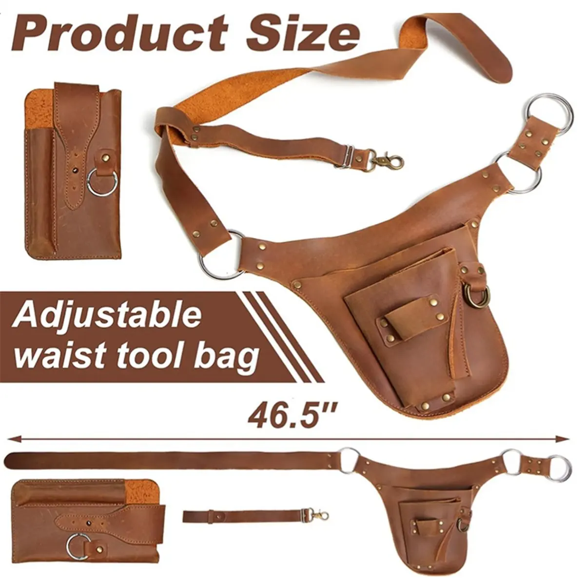 (AD11] Leather Garden Tool Belt, Gardening Utility Belt, Garden Tool Storage Bag for and