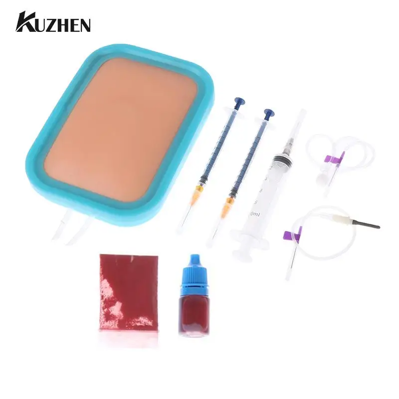 Nurses Intravenous Venipuncture IV Injection Training With Blood Returning Package Pad Silicone Wound Skin Suture Training Model