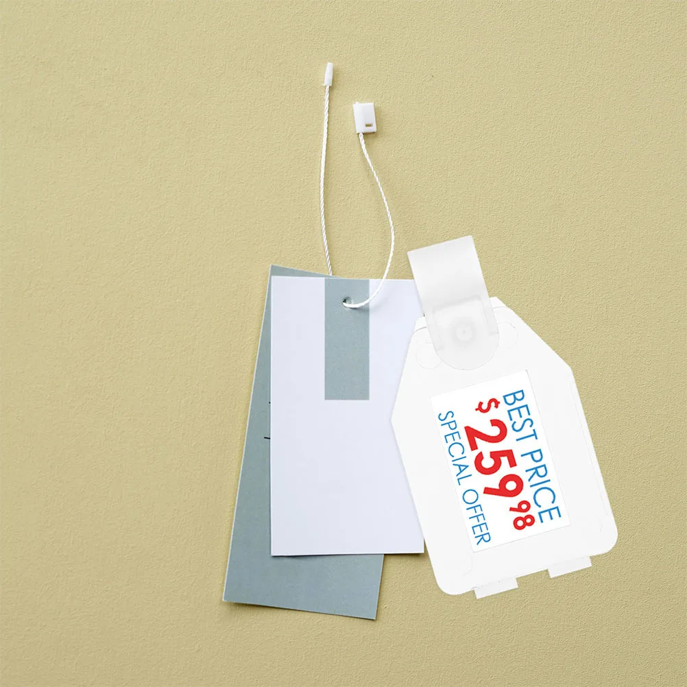 

50Pcs Wire Basket Label Holders Clear Plastic Retail Tag Clips Semi Transparent Shelf Labels for Store Price Tags