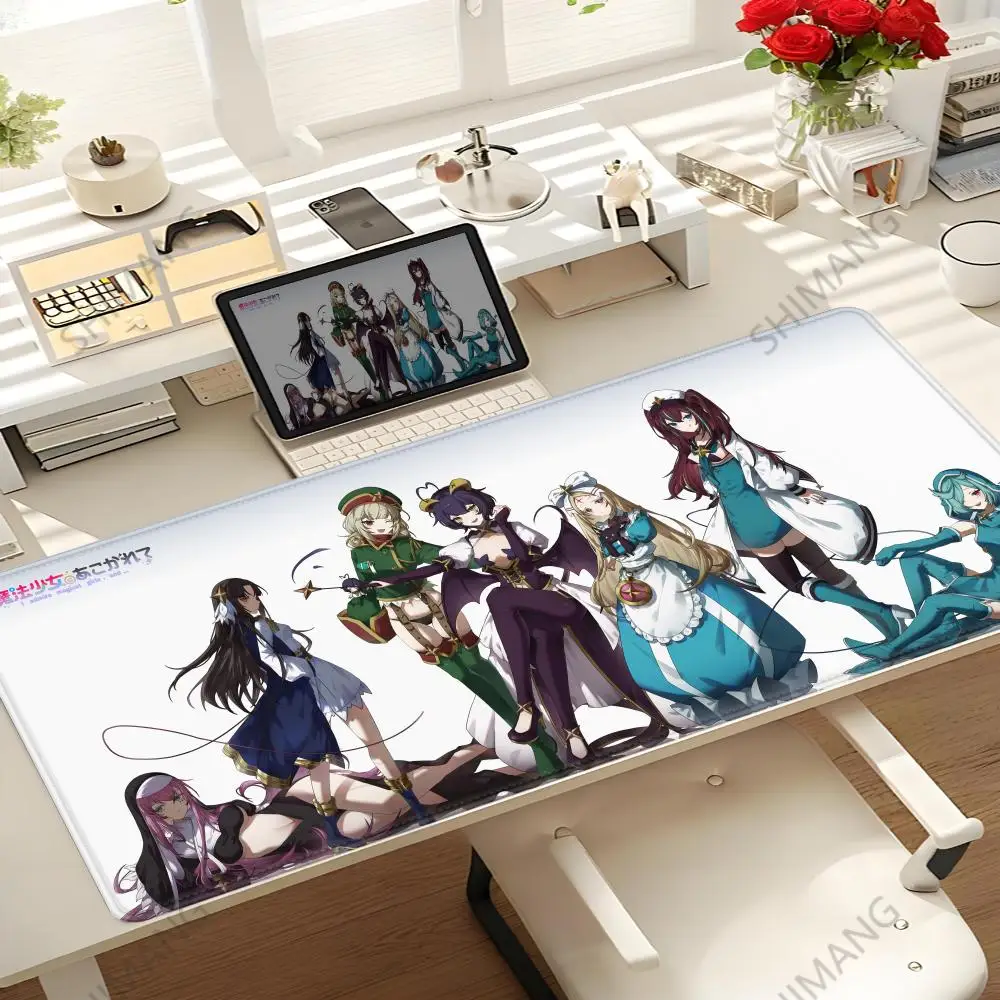 

Cute Cool Anime G-Gushing over Magical Girls Mouse Pad Large Gaming Mousepad with Stitched Edges Thickened Desk Mat PC