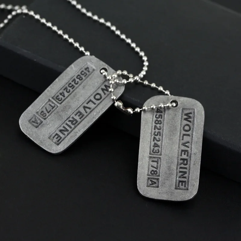 Film Militär Karte Halskette Wolf Claws Wolverine 45825243   T78 A Dog Tag Anhänger Halsketten Cosplay Requisiten Zubehör für Männer Fans