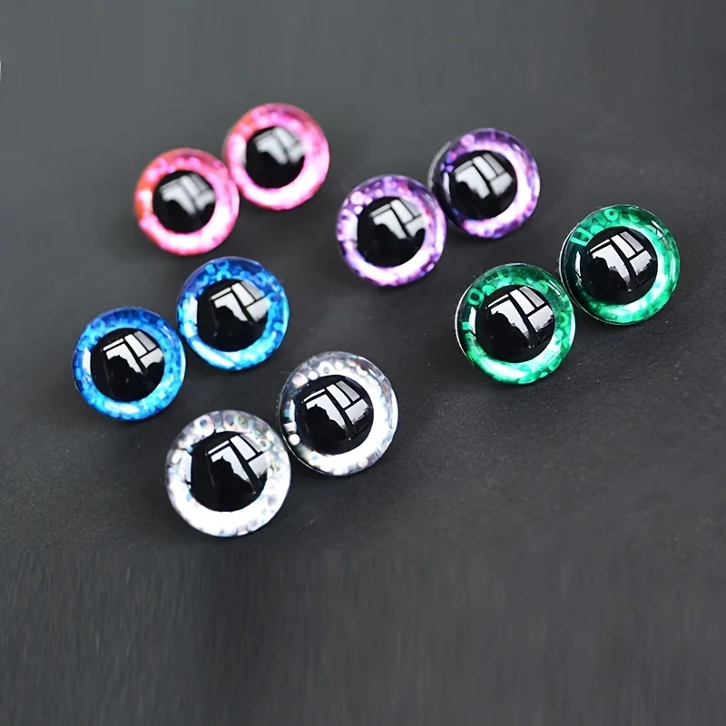 10pcs 12-40mm 3D flash safety eyes are suitable for Amigurumi craft crochet doll eyes, DIY teddy bear plush animal eyes