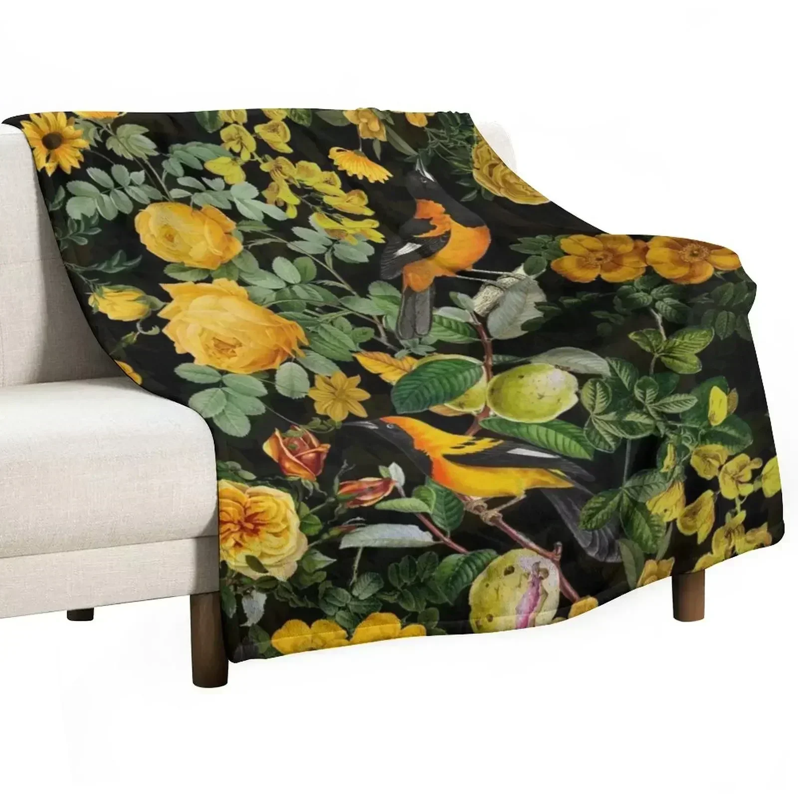 

Antique Midnight Botanical Flower Rose Garden Throw Blanket Luxury Throw Shaggy Plush Sofa Blankets