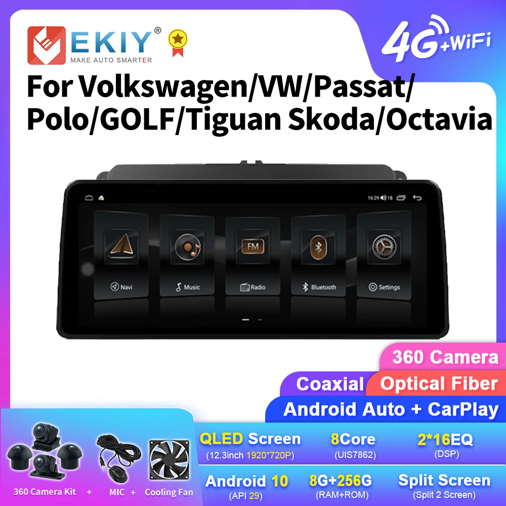 

EKIY 12.3inch Android Car Radio For Volkswagen/VW/Passat/POLO/GOLF/Tiguan Skoda/Octavia Multimedia Player Stereo Carplay Stereo