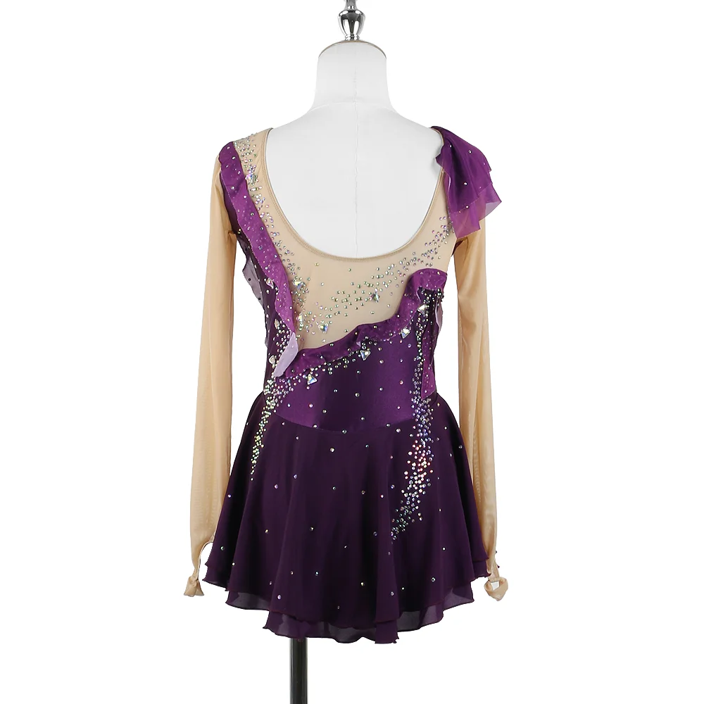 Zagitova Customized Figure Skating Dress For Women Girls Ice Skating Skirt Performance Competition With Shiny Diamond Purple