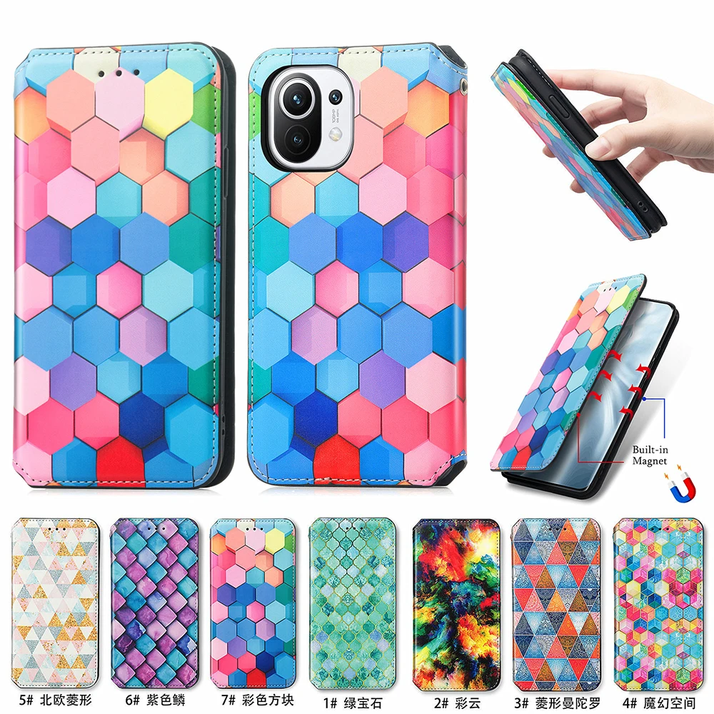 

For Samsung Galaxy S20 S21 FE S22 S23 Note 20 Ultra 10 Plus A52S A53 A71 A72 A73 5G Cute Magnetic Case Leather Wallet Flip Cover