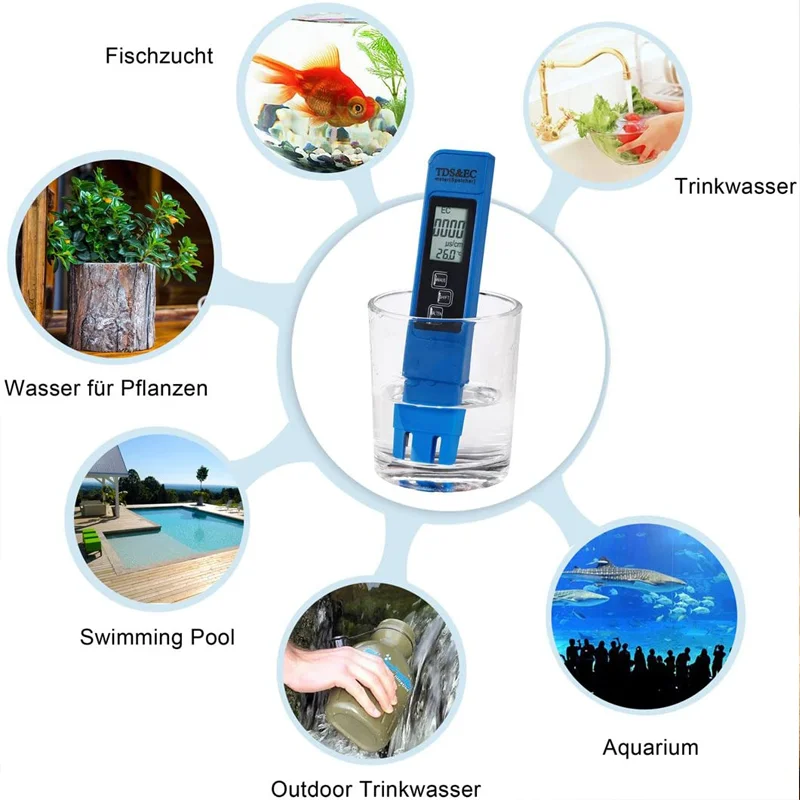 Professioneller 3-in-1 Tester Wassermessgerät TDS EC Temperaturmessgerät Digitaler LCD-Wassertester Stift Reinheitsfilter Wasserqualität – Detail 6