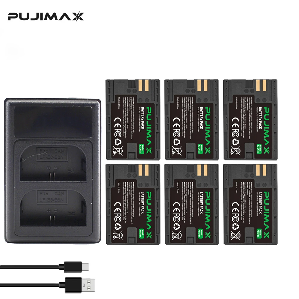 PUJIMAX 2750mAh LP-E6 Rechargeable Digital Camera Battery for EOS 5D Mark II 2 III 3 6D 7D 60D 60Da 70D 80D 90D DSLR for EOS 5DS