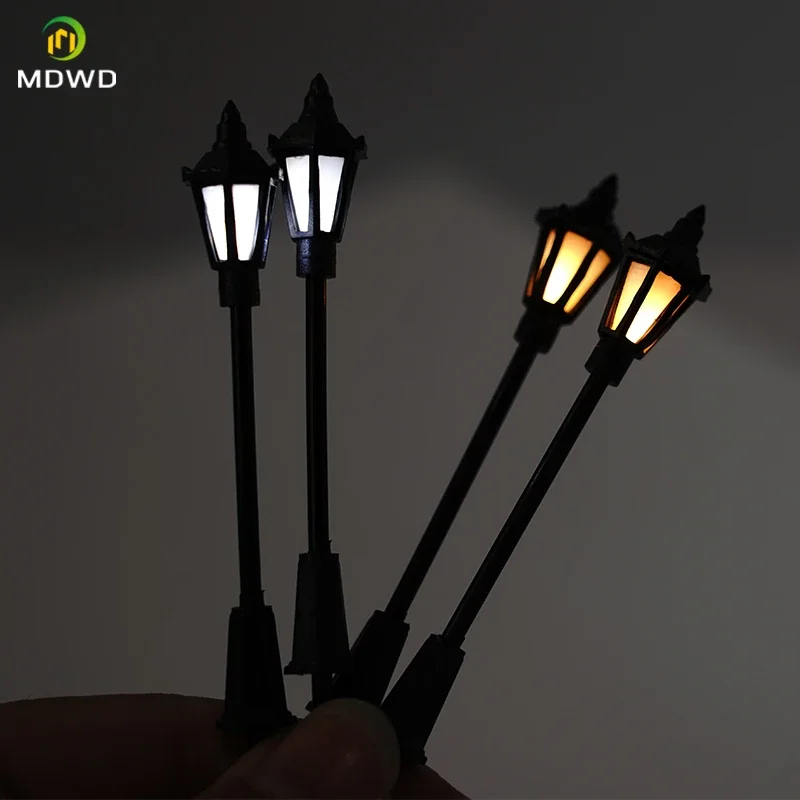5 pçs layout poste de luz modelo lâmpada trem ferroviário cenário mesa jogo guerra diy modelo lâmpada 3v luzes em miniatura