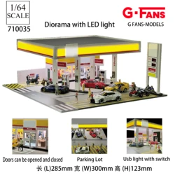 G Fans 1/64 Scale Car Garage Miniatures Model Car Parking Lot Diecast Scene Display Vehicle Scene Toy Background Collection