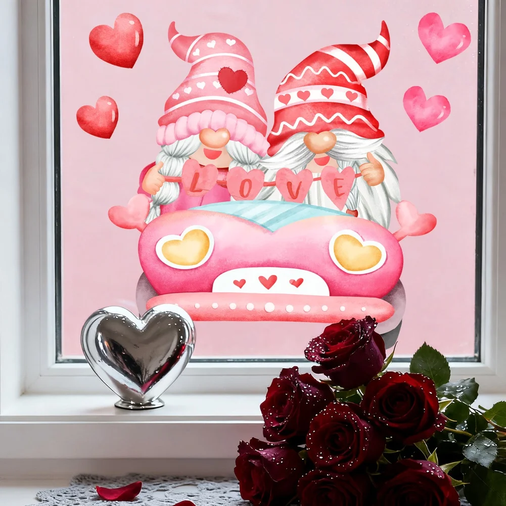 Vibrant Heart Window Sticker Double Sided PVC Decal Static Cling for Window Mirror Glass Door For Home Bedroom Living Room Use