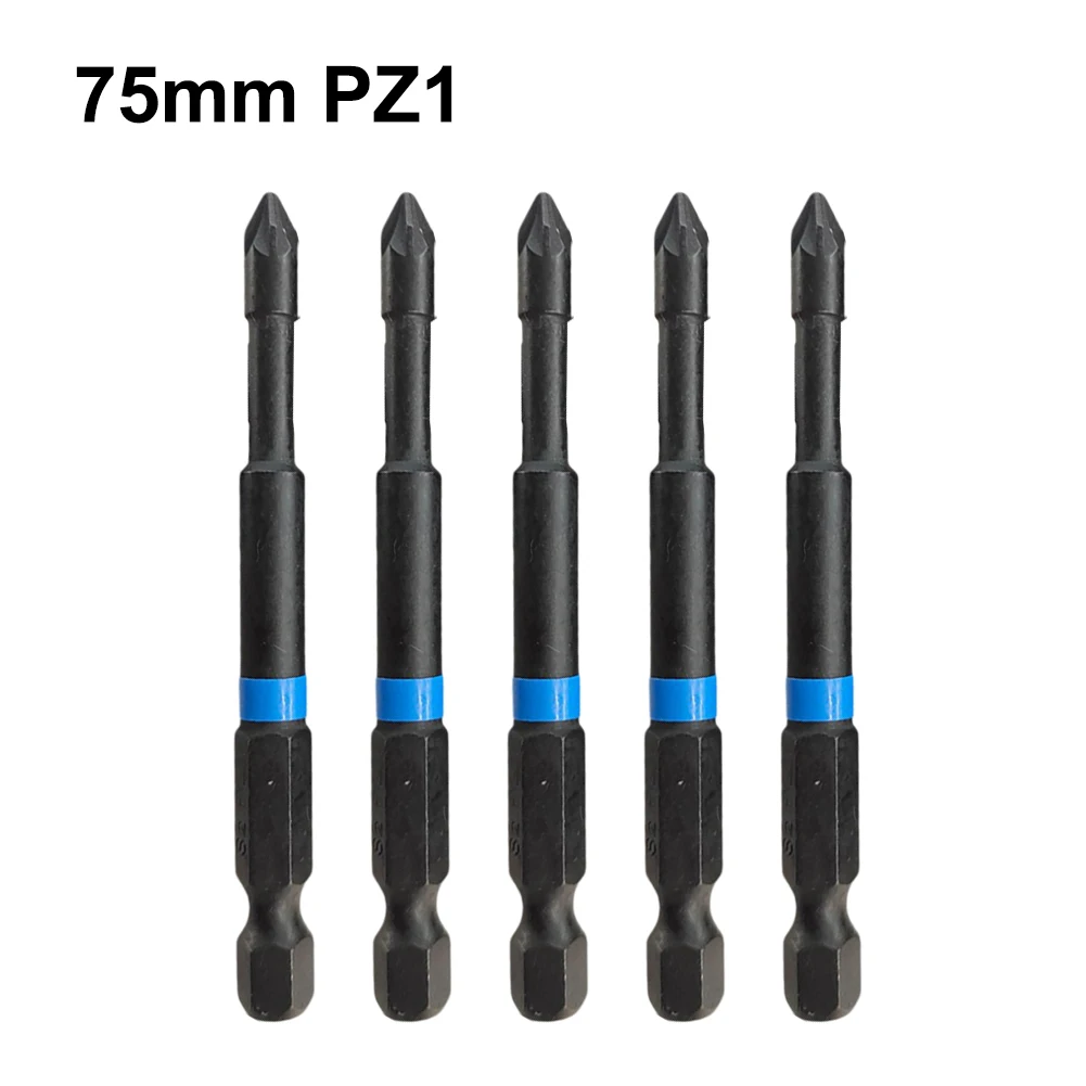 5pcs For PZ1 For PZ2 PZ3 Screwdriver Bits 75mm For Pozidriv Set 1/4 Inch Hex Shank Magnetic Electric Screwdriver Tip Cross Parts