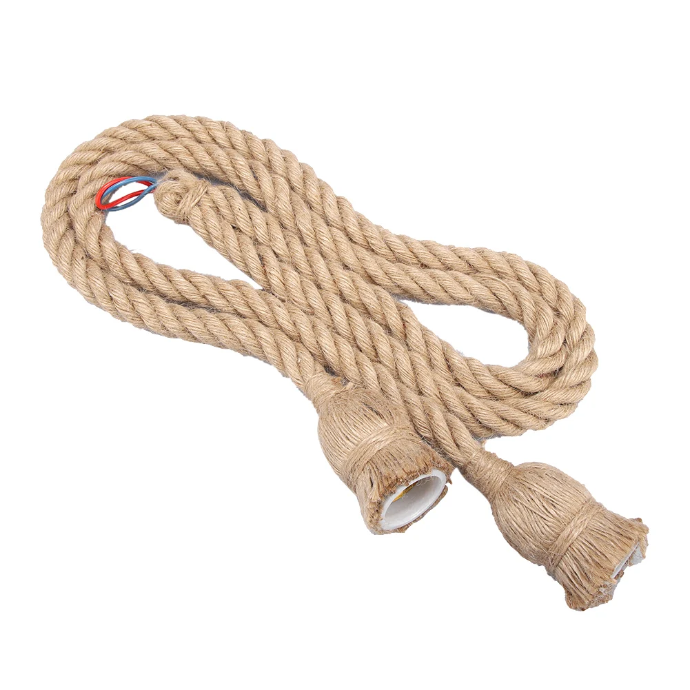 2m E27 Vintage Hemp Rope Ceiling Light Base Pendant Lamp Bulb Holder 85-265V Lamp Holder Lamp Base