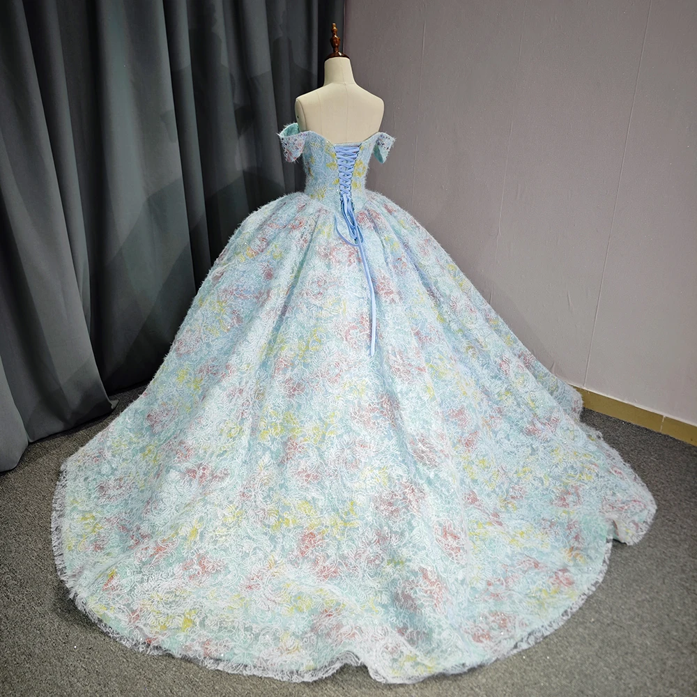 Customized Romantic Blue Vestidos De 15 Quinceañera 2025 Sparkly Ball Gown Sweet 16 Dress Birthday Party Gown Sexy Princess Girl