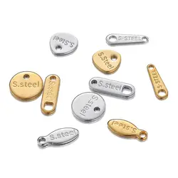 20 50pcs/bag Gold Square Stainless Steel Tail Chain Extension Pendants Lobster Clasps Connectors Charms For DIY Jewerly Making