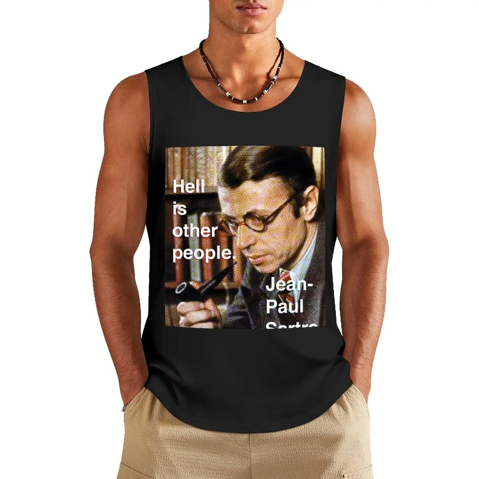 

Hell is Other People - Sartre Tank Top cotton t-shirts man sleeveless gym shirts male T-shirt for fitness Men's t-shirt