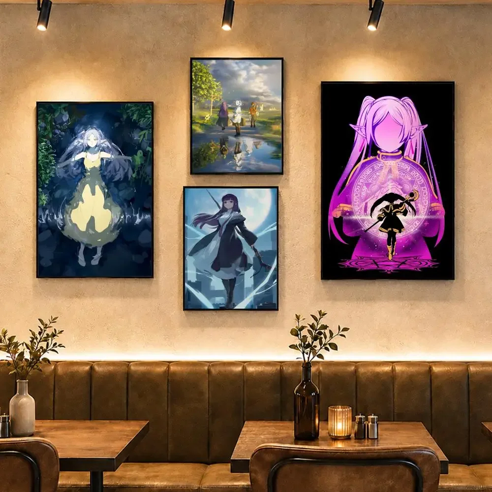 Popular Anime F-FrierenS Poster Vintage Retro Anime Poster Stickers Peel and Stick Wall Art Home Decor