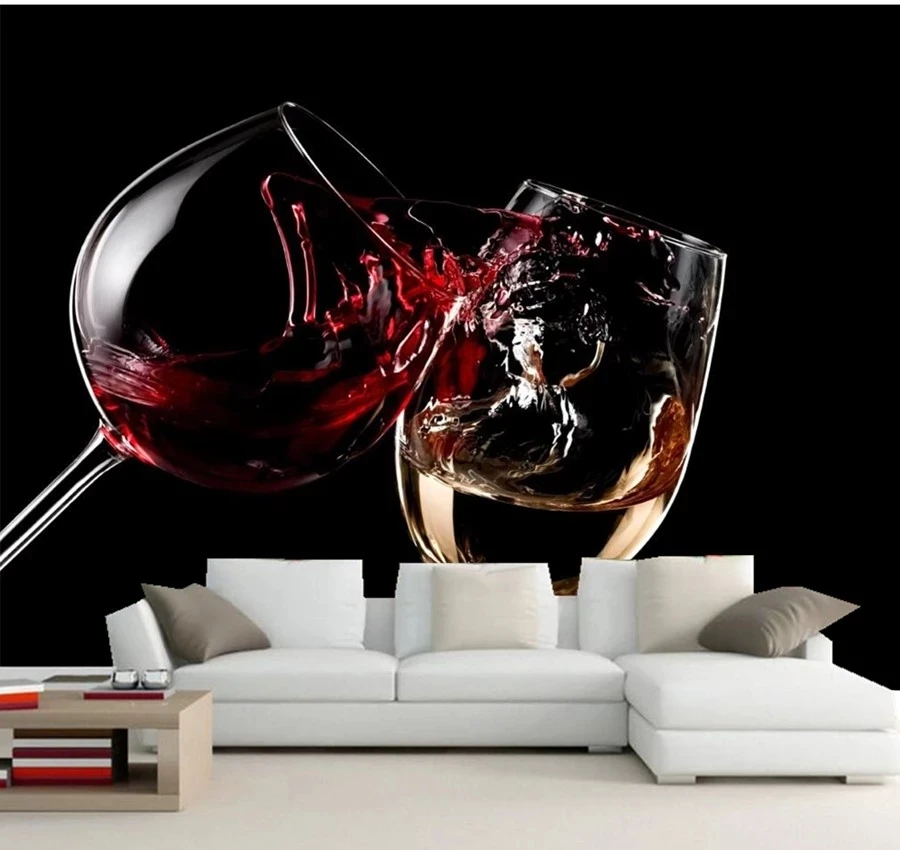 Custom Photo 3D Wine Stemware Food wallpaper dining room bedroom kitchen restaurant Mural red wine Living room background wall