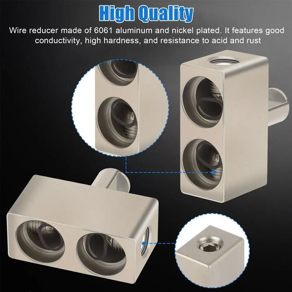 Durable 0GA To 0GA Car Speaker Wire Adapter Aluminum Alloy Universal Gauge Reducer Adapter Car Audio Terminal