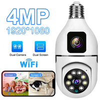 4MP Bulb Wifi Camera Indoor Dual Lens Wireless Light IP Camera 2 Way Audio Auto Tracking AI Humanoid Detection PTZ Security Cam