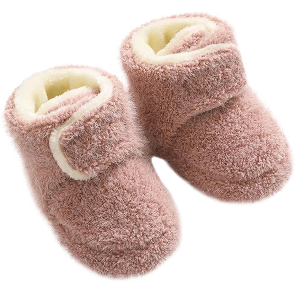 

Детская прогулочная обувь для малышей, теплые нескользящие розовые дышащие детские носки на мягкой подошве для младенцев